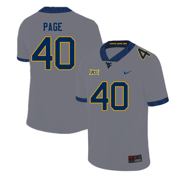Men #40 Corbin Page West Virginia Mountaineers College Football Jerseys Sale-Gray - Click Image to Close